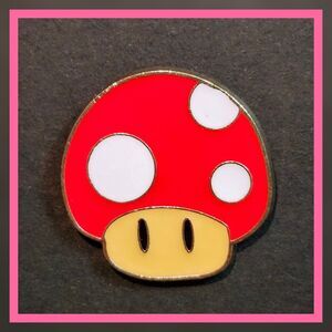 Ninendo Power Shroom Mushroom 1" Enamel Pin